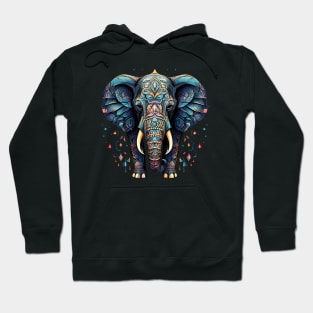 Abstract Blue Elephant Design Hoodie